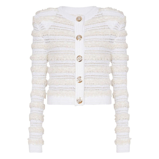 Balmain Long-sleeved tweed-effect knit cardigan