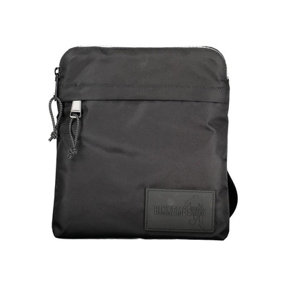 Bikkembergs Black Nylon Shoulder Bag with adjustable strap, zip closure, logo, and external pocket for stylish and convenient storage.