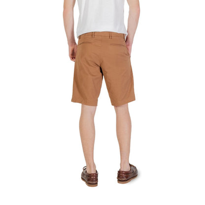 Back view of Borghese Beige Cotton Bermuda Shorts on person