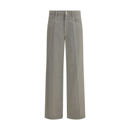 Brunello Cucinelli Bicolor Cotton Relaxed Fit Jeans featuring wide-leg design and jewel-embellished belt loops. Modern stylish fit.