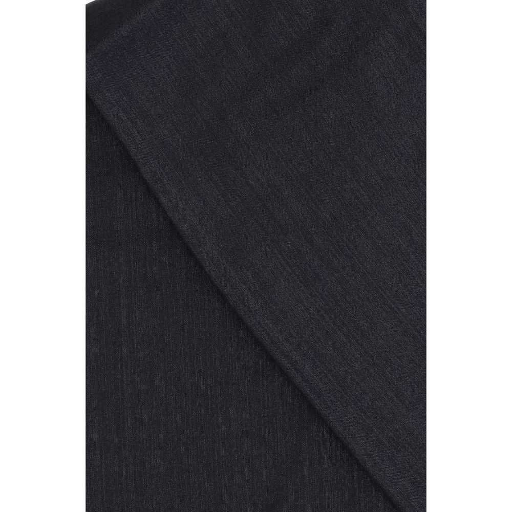 Brunello Cucinelli Black Cashmere Scarf with silk blend, lightweight and elegant accessory, featuring side bangs, AW25 Collection.