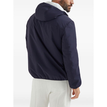 Brunello Cucinelli Bonded nylon hooded vest with Thermore padding and logo