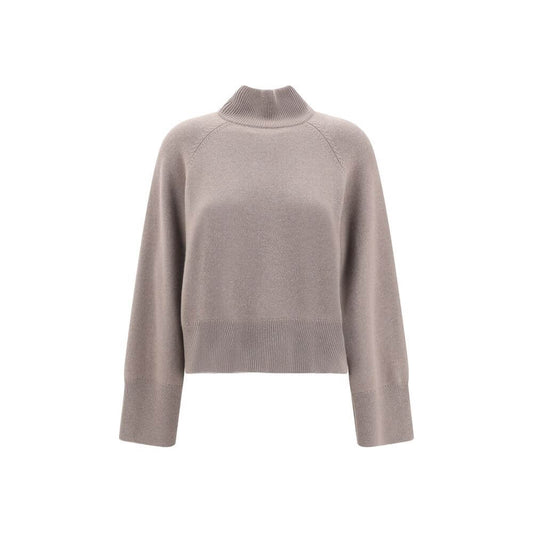 Brunello Cucinelli Brown Cashmere Turtleneck with ribbed high collar, relaxed fit, and raglan sleeves for comfort and elegance.