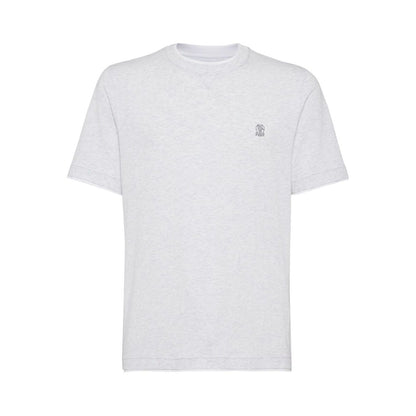 Brunello Cucinelli Cotton jersey crew neck T-shirt with logo and faux-layering