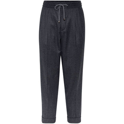 Brunello Cucinelli Drawstring-waistband wool tapered trousers
