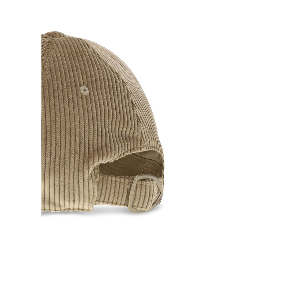 Back view of Burberry Beige Cotton Cap (Baseball Hat) showcasing corduroy material and adjustable strap.