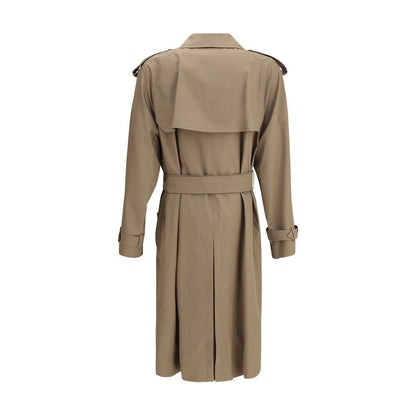 Back view of Burberry Beige Cotton Trench Coat with belt and strappy cuffs