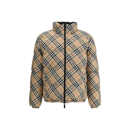 Burberry Multicolor Polyamide Clothing - Reversible Check Down Jacket with packaway hood, double-slider zipper, and silicone label.