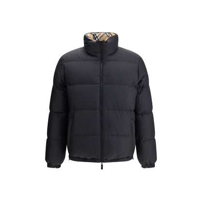 Burberry Multicolor Polyamide Clothing reversible check down jacket with packaway hood and zipper pockets.