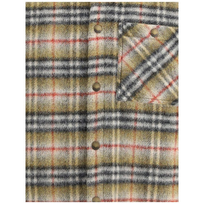 Burberry Multicolor Wool Coat featuring iconic check pattern, classic collar, and front snap-button closure. AW25 slim fit 100% wool.