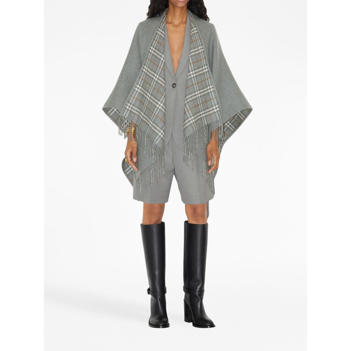 Burberry Vintage Check Reversible Wool Cape