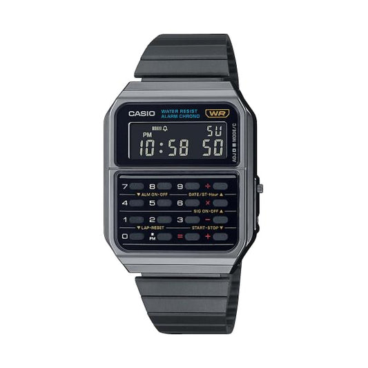 CASIO VINTAGE Mod. CALCULATOR EDGY COLLECTION - FULL BLACK ***SPECIAL PRICE*** unisex wristwatch with multifunction dial.