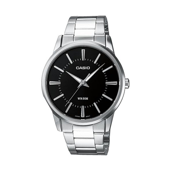CASIO COLLECTION Mod. 3 H - BLACK wristwatch with 5 ATM water resistance, 40 mm metal case, quartz movement, and mineral dial.