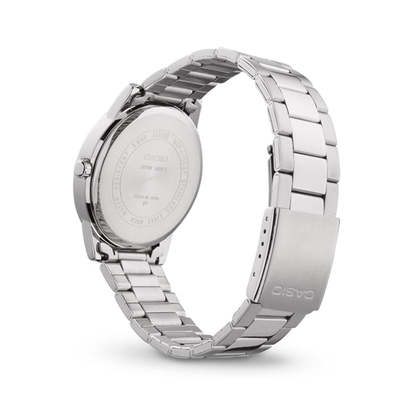CASIO COLLECTION Mod. 3 H - BLACK rear view showcasing metal strap and stainless steel case