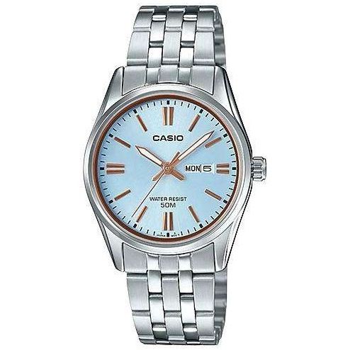 CASIO COLLECTION Mod. LADY DAY & DATE - LIGHT BLUE. BRONZE INDEXES