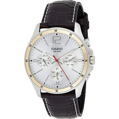 CASIO COLLECTION Mod. MULTIFUNCTION CALENDAR. LEATHER - SILVER