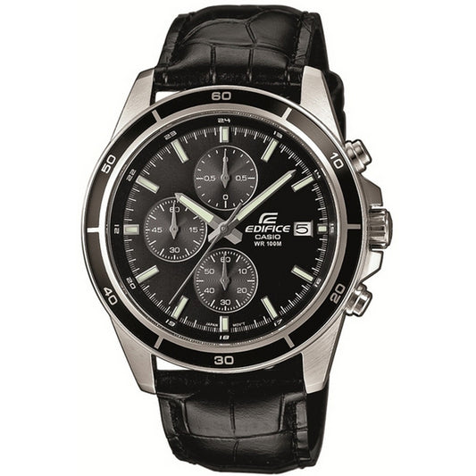 CASIO EDIFICE Mod. CLASSIC CHRONOGRAPH LEATHER - ALL BLACK WATCHES