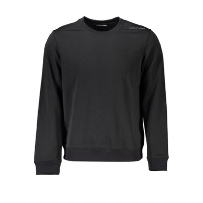 Calvin Klein Black Polyester Men Sweater with logo, sleek and stylish for casual or athletic wear.
