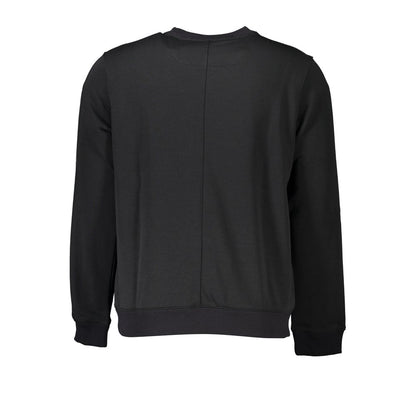 Back view of Calvin Klein Black Polyester Men Sweater showcasing a sleek, sporty design and comfortable fit for casual style.