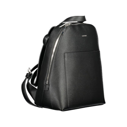 Calvin Klein Black Polyethylene Backpack with 1 handle, adjustable shoulder straps, external and internal pockets, zip closure and logo detail.