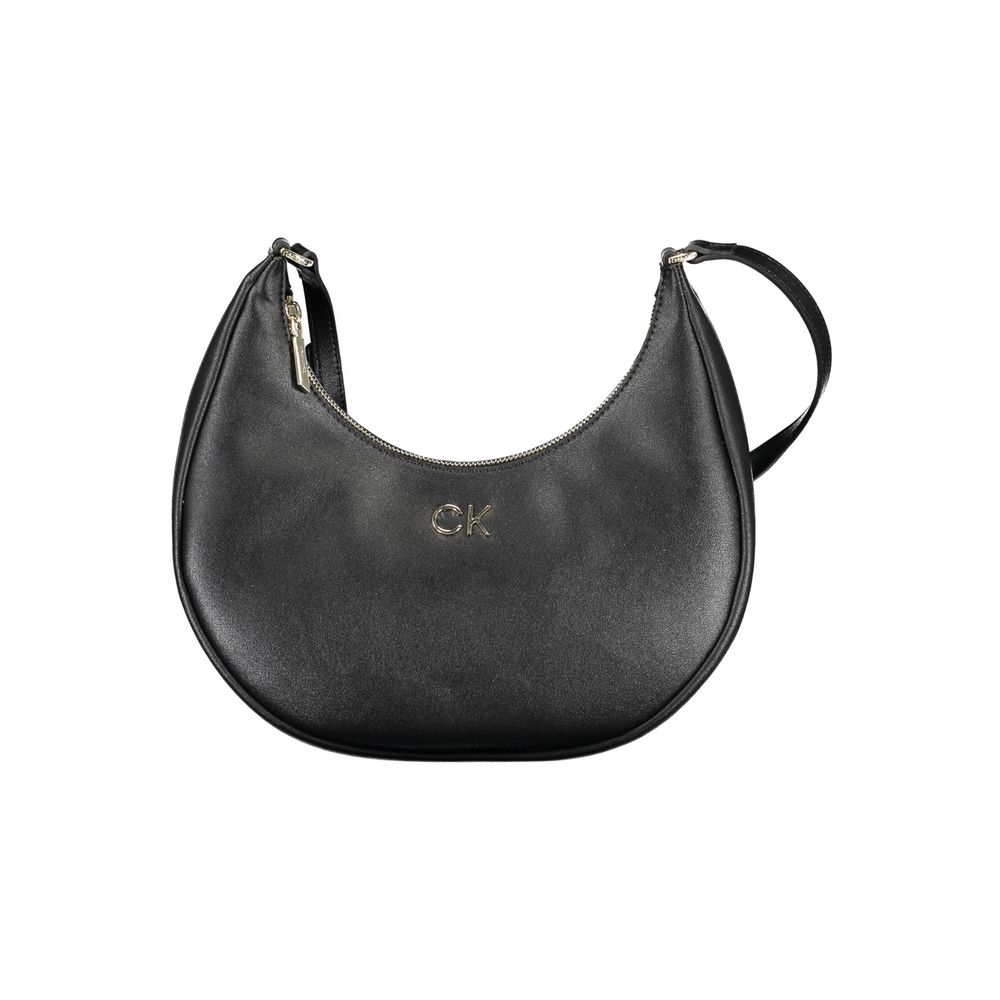Calvin Klein Black Recycled Polyester Women Handbag with logo and adjustable strap, eco-friendly fashion accessory