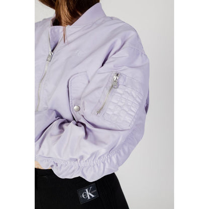 Calvin Klein Jeans Purple Polyamide Bomber with zip closure and snap-button pockets