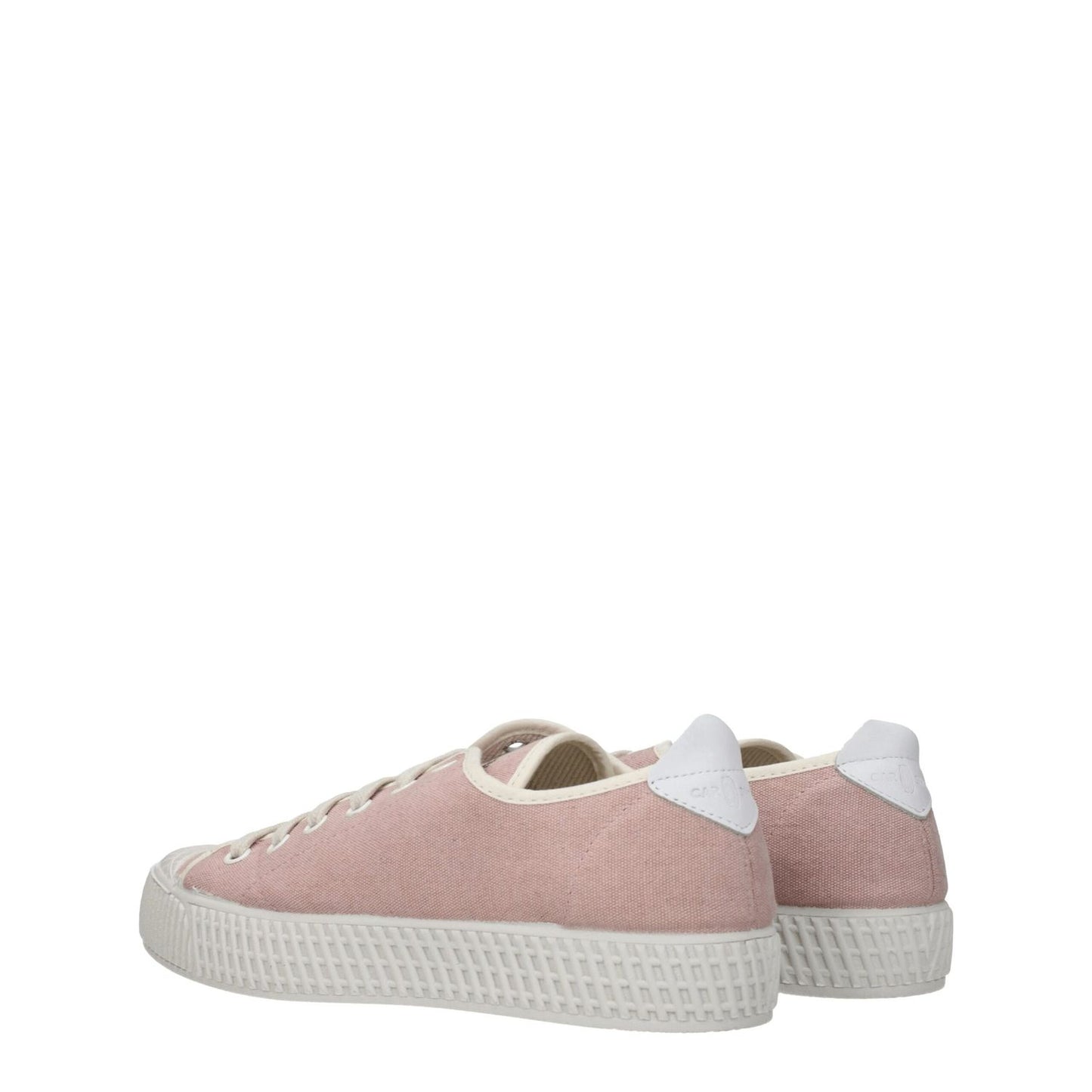Car Shoe Pink Fabric Low Top Sneakers with lace-up closure, rubber sole, and round toe in casual style.