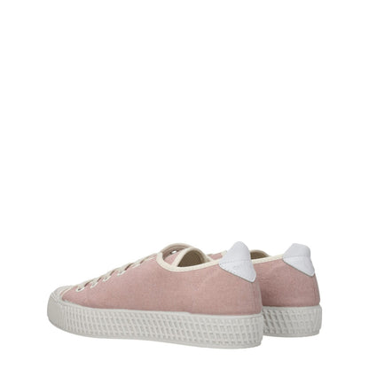 Car Shoe Pink Fabric Low Top Sneakers with lace-up closure, rubber sole, and round toe in casual style.