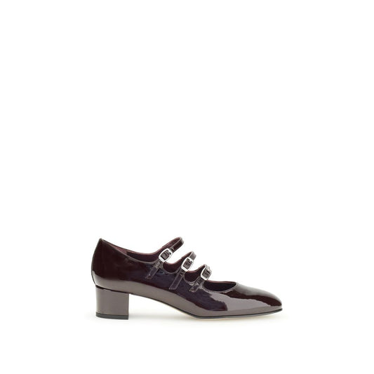 Carel Paris Kina Pumps in patent leather with 4 cm heel and adjustable straps, showcasing Parisian elegance and comfort.