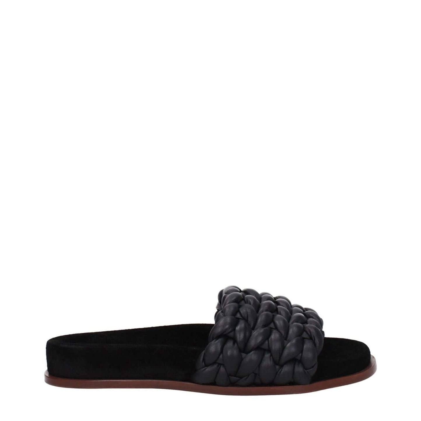 Chloé Black Leather Slippers with open toe and low flat heel