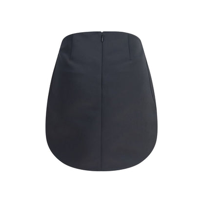 Courrèges Black Polyester Mini Skirt with zip closure and front welt pockets, showcasing modern design and rounded hem.