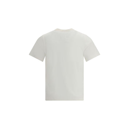 Back view of Courrèges White Cotton T-Shirt with ribbed crew neck and slim fit design.