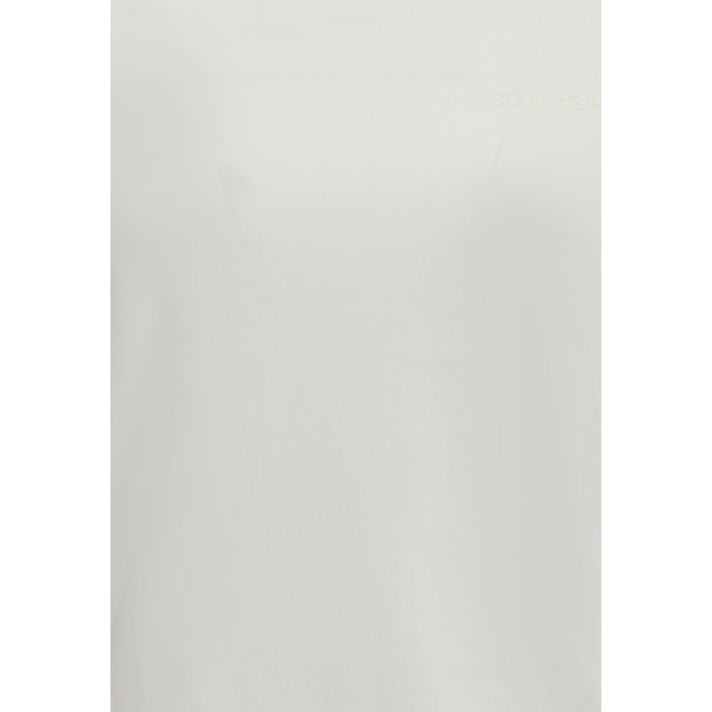 Courrèges White Cotton T-Shirt with embroidered logo, slim fit, ribbed crew neck, simple and versatile for AW25 season.