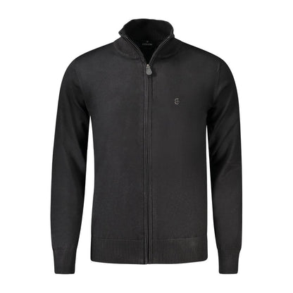 Coveri Moving Black Nylon Sweater with long sleeves, zip closure, and embroidery logo. Perfect for a stylish and warm look.