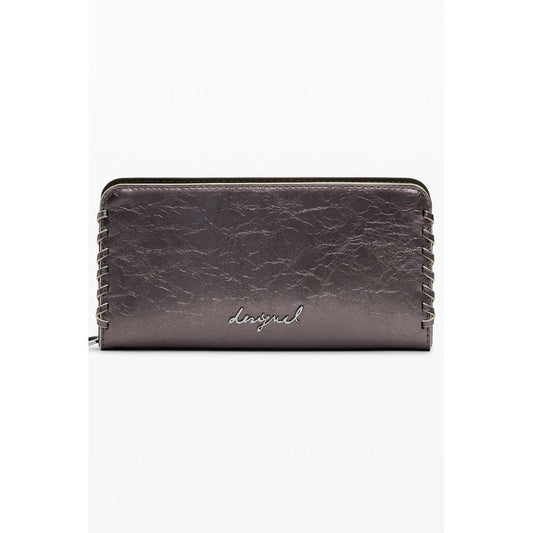Desigual Bronze Polyethylene Women Wallet with zip closure and compartments, showcasing iconic Desigual logo and stylish design.
