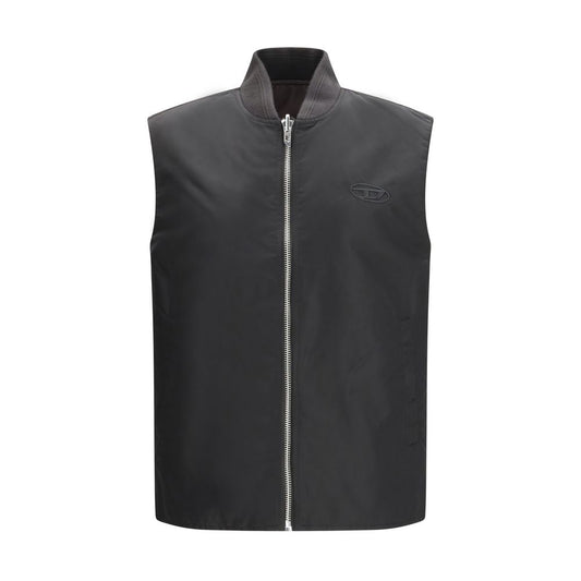 Diesel Brown Polyamide Sleveless Jacket