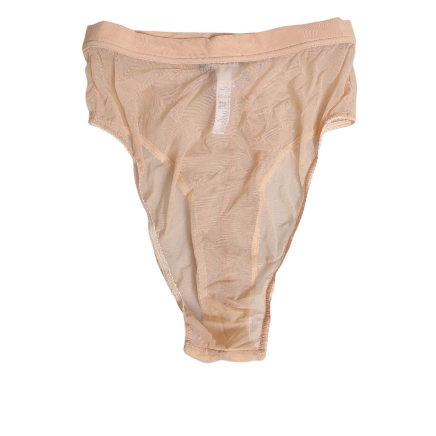 Dolce & Gabbana Beige Sheer Mesh High Waist Panty Underwear