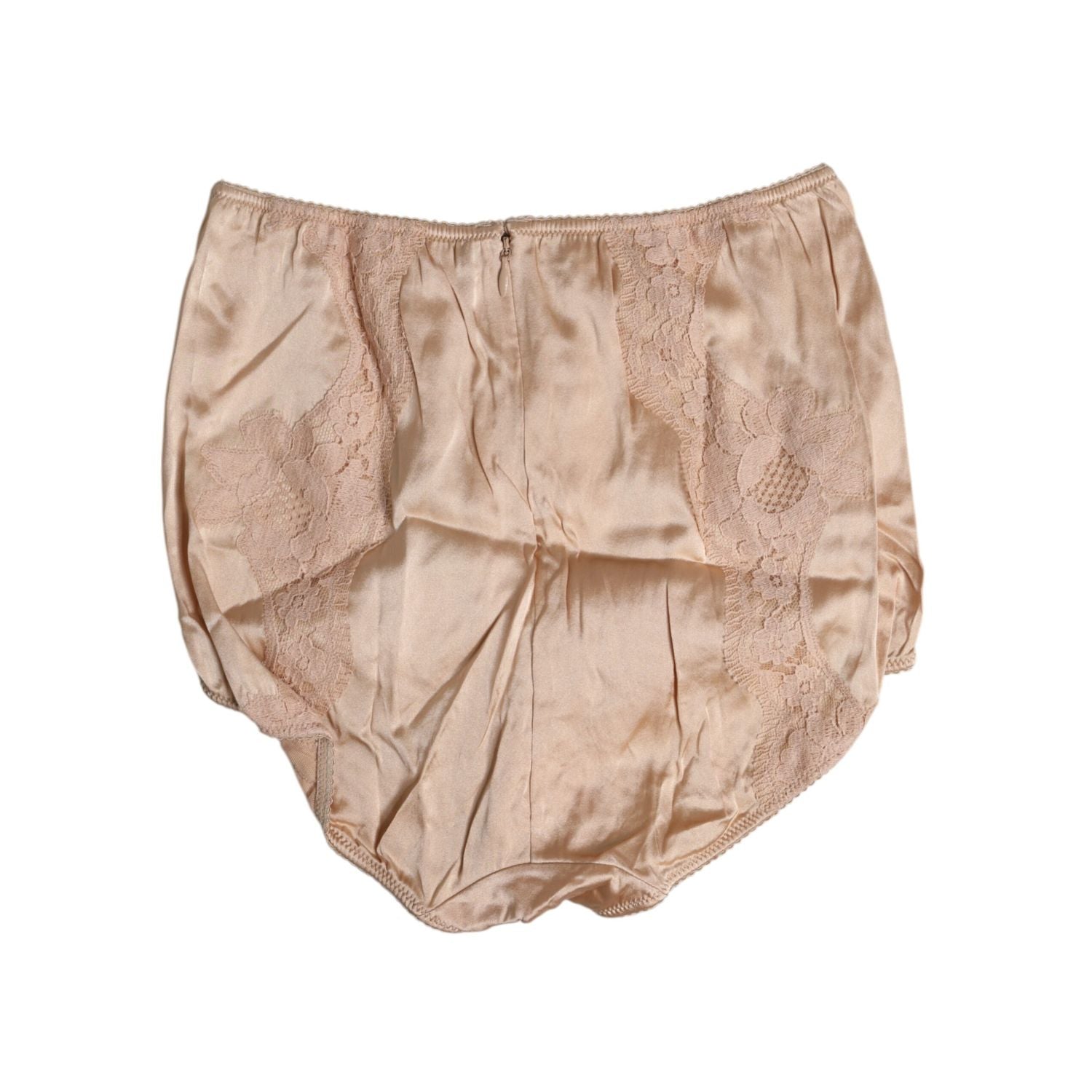 Dolce & Gabbana Beige Silk Lace High Waist Bikini Panty Underwear