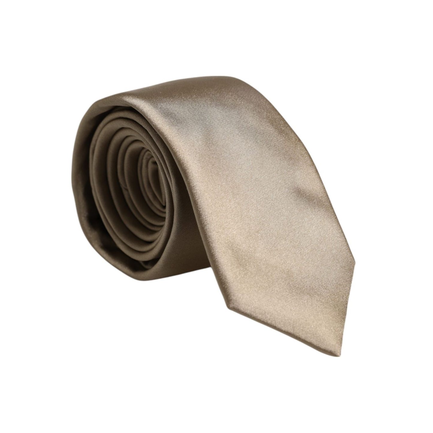 Dolce & Gabbana Beige Solid Silk Adjustable Necktie Tie