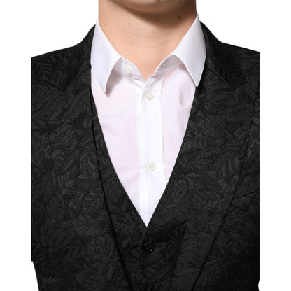 Dolce & Gabbana Black 3 Piece Brocade Jacquard Suit MARTINI