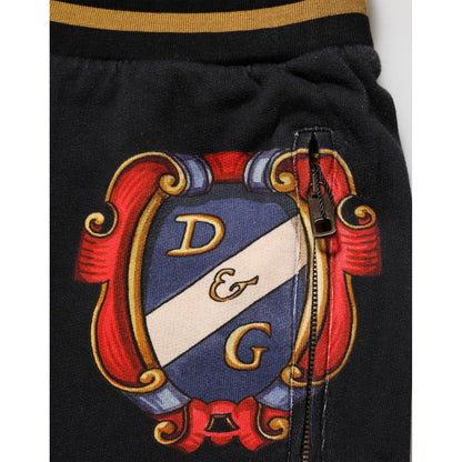 Dolce & Gabbana Black Baroque Crest Logo Men Trackpants Pants