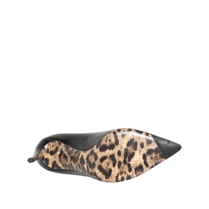 Dolce & Gabbana Black Calf Leather Stiletto Heels Pumps Shoes