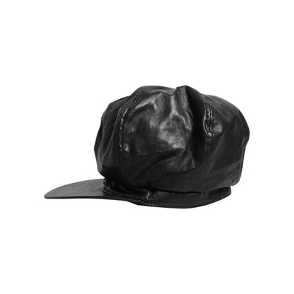 Dolce & Gabbana Black Calf Newsboy Capello Cabbie Hat