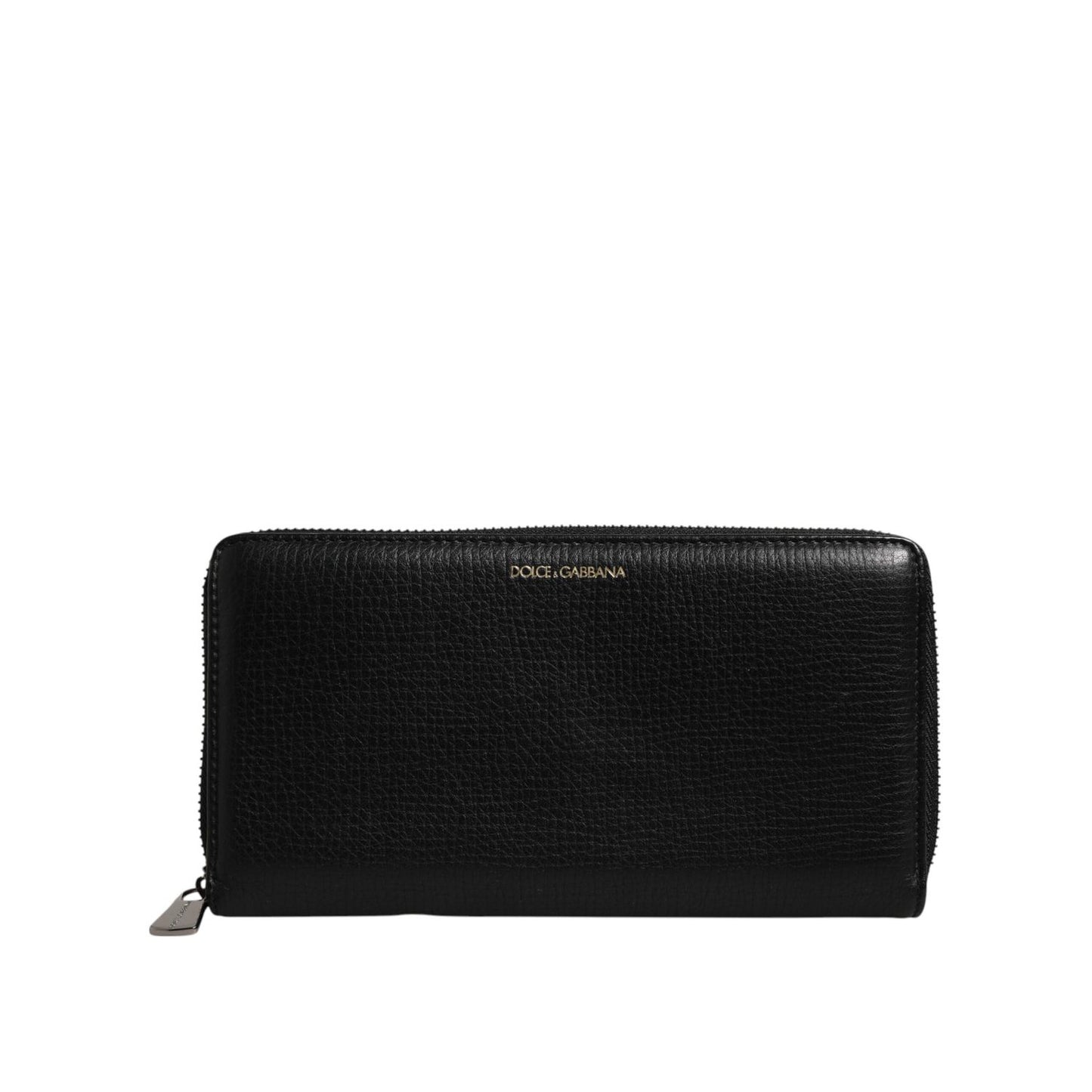 Dolce & Gabbana Black Calfskin Leather Logo Zip Around Continental Wallet