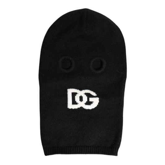 Dolce & Gabbana Black Cashmere Knitted Ski Mask Balaclava Hat with logo, 100% cashmere, made in Italy