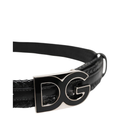 Dolce & Gabbana Black Classic Leather DG Logo Buckle Belt