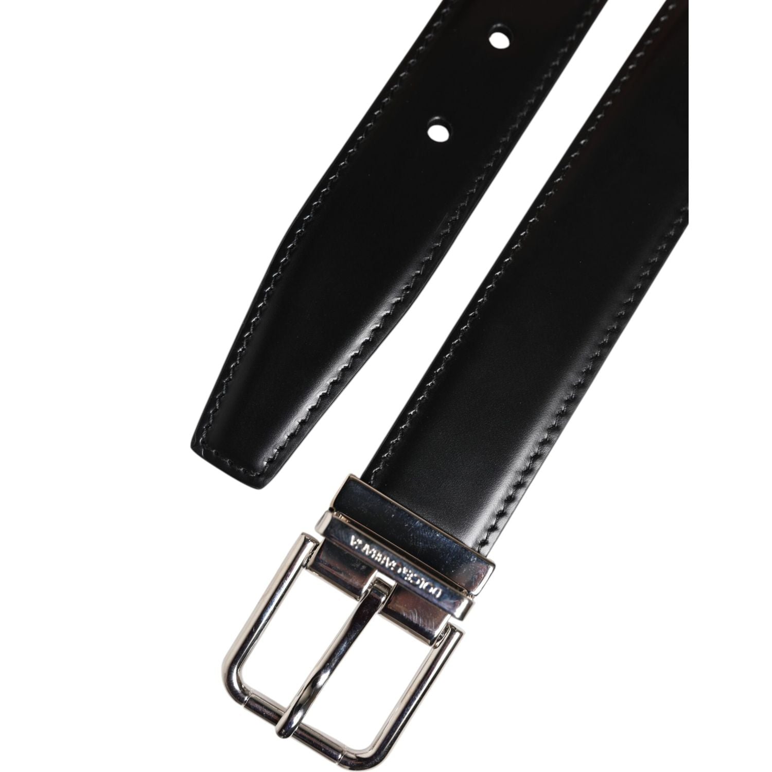 Dolce & Gabbana Black Classic Leather Metal Buckle Belt
