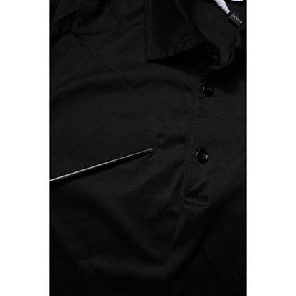 Dolce & Gabbana Black Cotton Collared Polo T-shirt