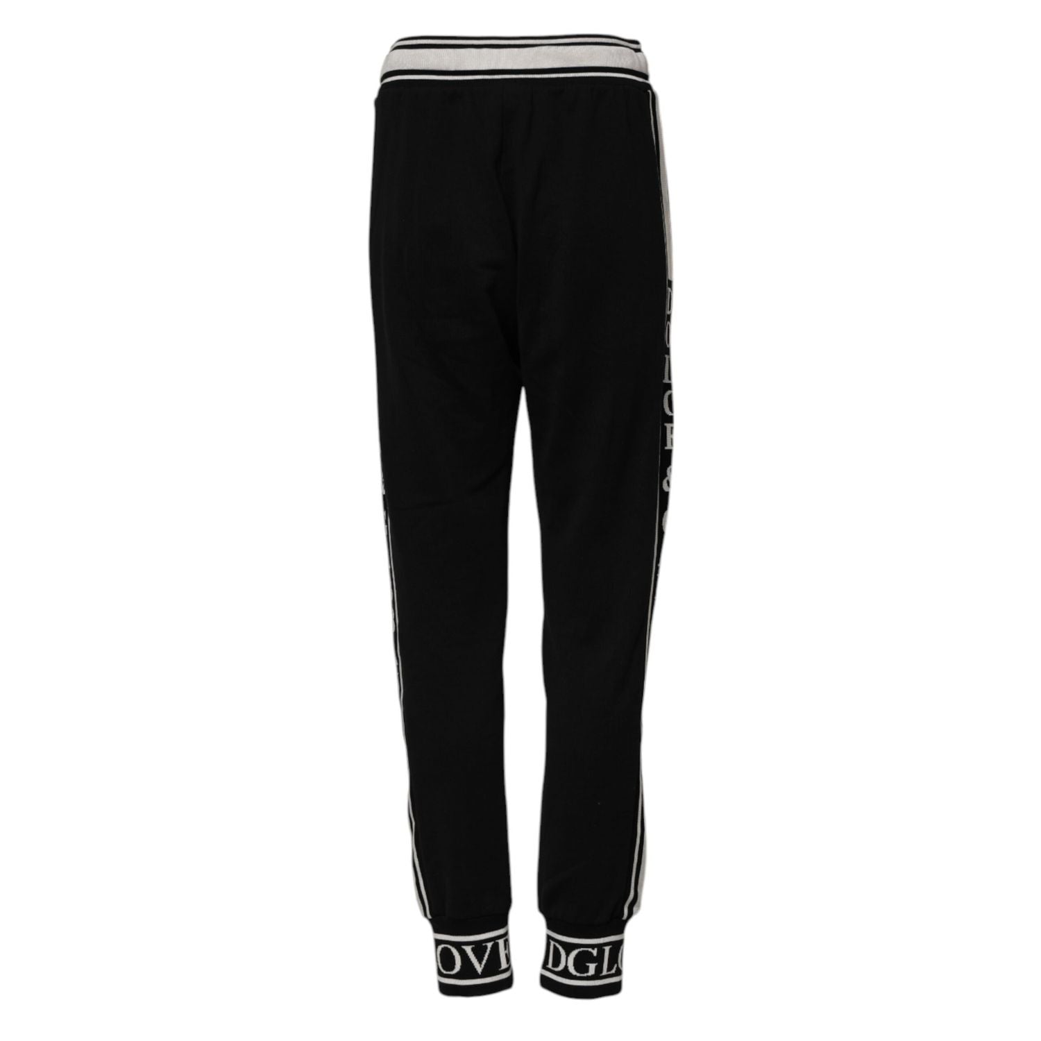 Dolce & Gabbana Black Cotton Jogger Logo Waist Pants