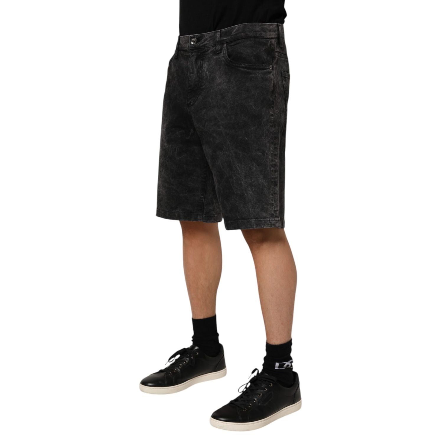 Dolce & Gabbana Black Cotton Mid Waist Denim Men Bermuda Short